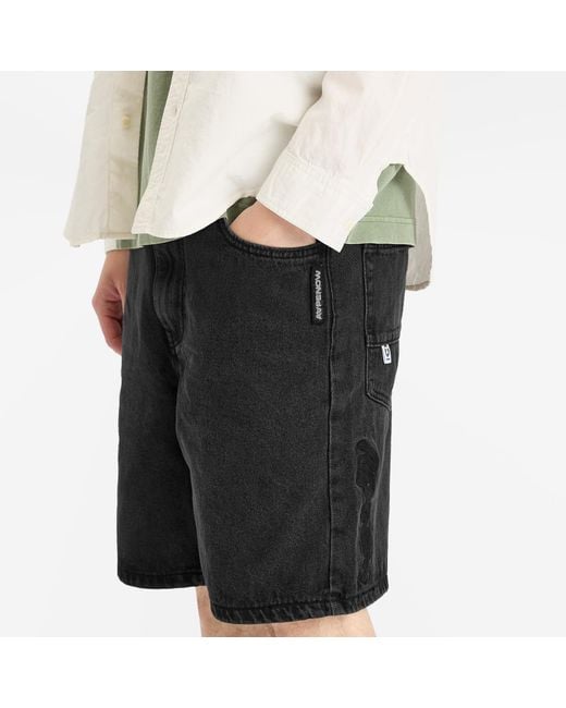 Aape By A Bathing Ape Black Aape Loose Fit Denim Shorts for men