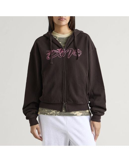 Dime Black Distressed Terry Zip Hoodie