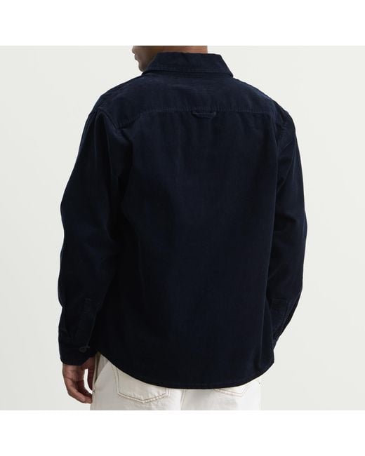 A.P.C. Blue Surchiemise Basile Logo Corduroy Shirt for men
