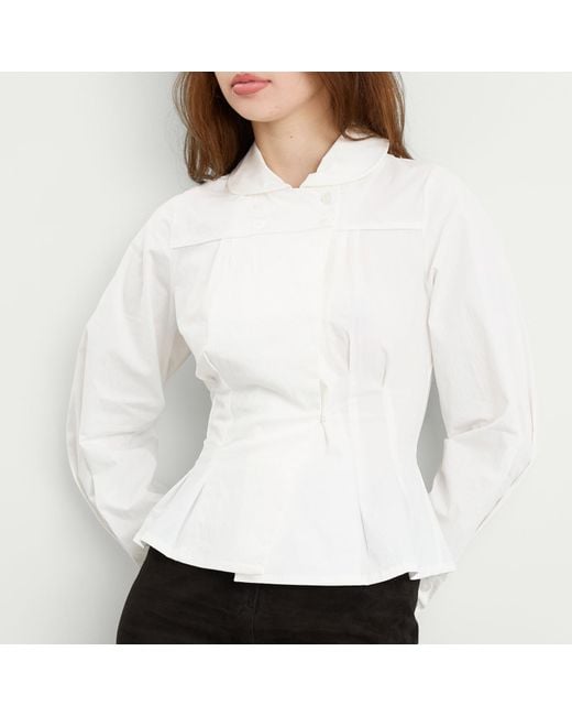 Peachy Den White Missy Long Sleeve Blouse