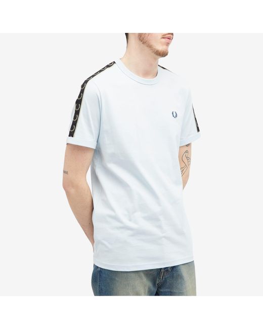 Fred Perry Blue Contrast Tape Ringer T-Shirt for men