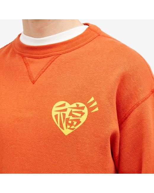 Human Made Orange Dragon Heart Sweatshirt for men