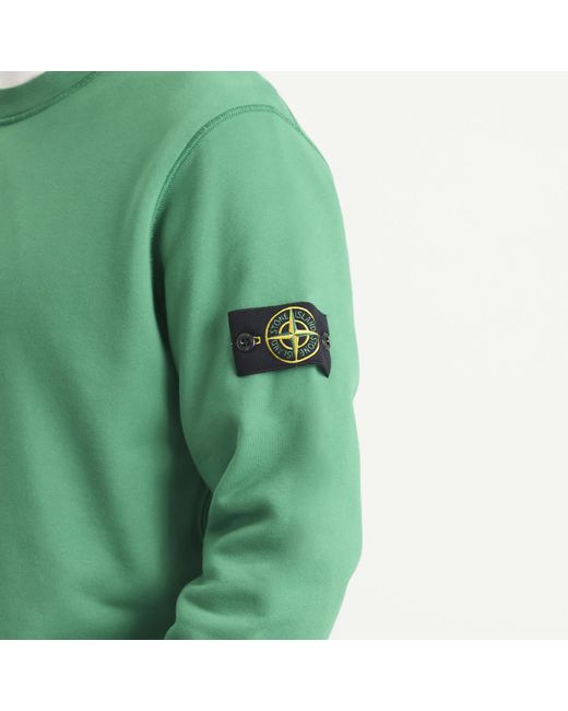 Stone Island Green Garment Dyed Crew Neck Sweatshirt for men