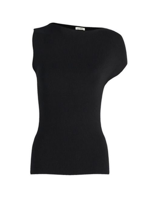 St. Agni Black Asymmetric Knit Top