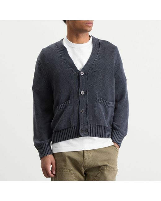 Corridor NYC Blue Acid Wash Cardigan for men