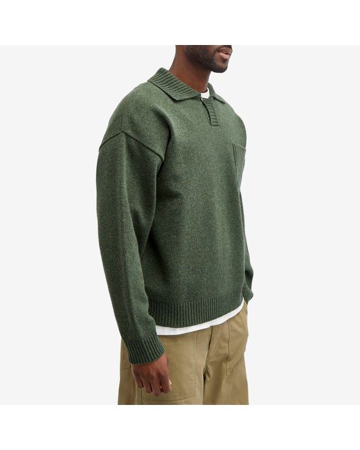 FRIZMWORKS Green Collar Knit Pullover Sweater Forest for men