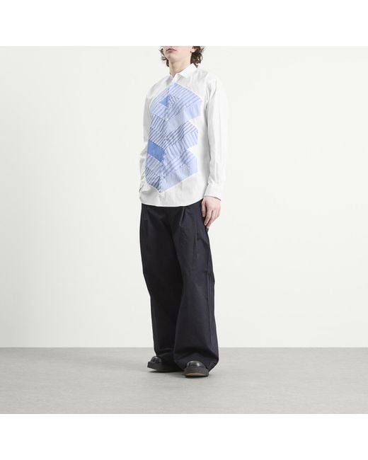 Comme des Garçons Blue Cotton Stripe Poplin Shirt for men