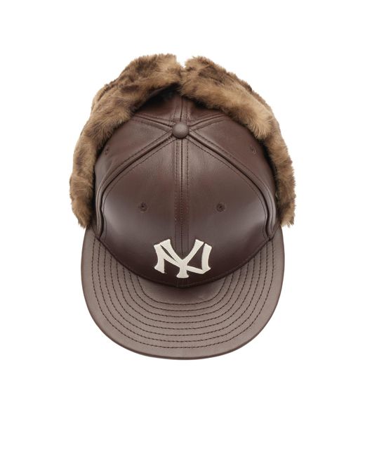 KTZ Brown New York Yankees Leather 59Fifty Dogear Cap