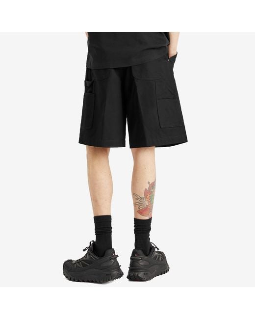 Moncler Black Cotton Gaberdine Shorts for men