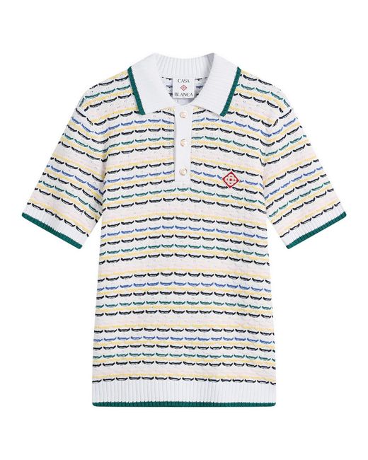 Casablanca Blue Tuck Stitch Polo Shirt for men