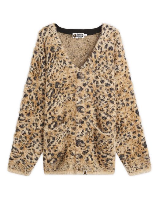 A Bathing Ape Brown Wild Leopard Cardigan for men