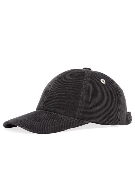 AMI Black Fine Corduroy Velvet Cap for men