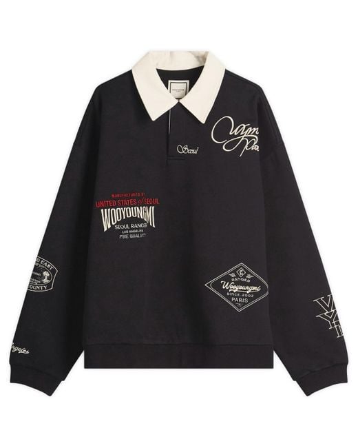 完売品 Wooyoungmi Long Sleeve Patch Polo WOOYOUNGMI Long Sleeve Patch Polo in Black for Men | Lyst