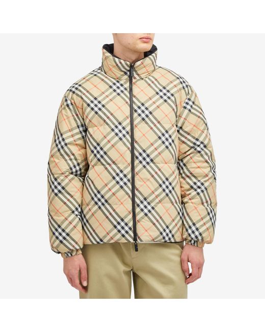 Burberry Metallic Nylon Check Puffer Jacket for men