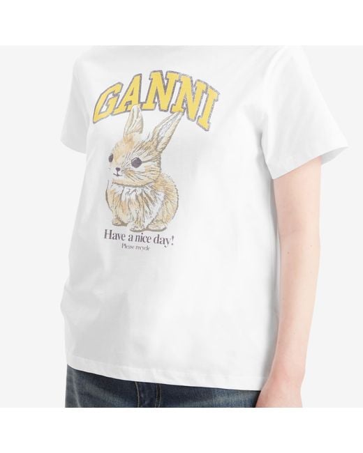 [GANNI]★Basic Jersey Baby Bunny Relaxed T Shirt Ganni Basic Jersey Baby Bun Relaxed T-shirt White | BSTN Store