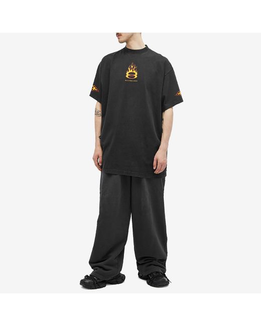 Balenciaga Flame Short Sleeve T Shirt in Black for Men | Lyst
