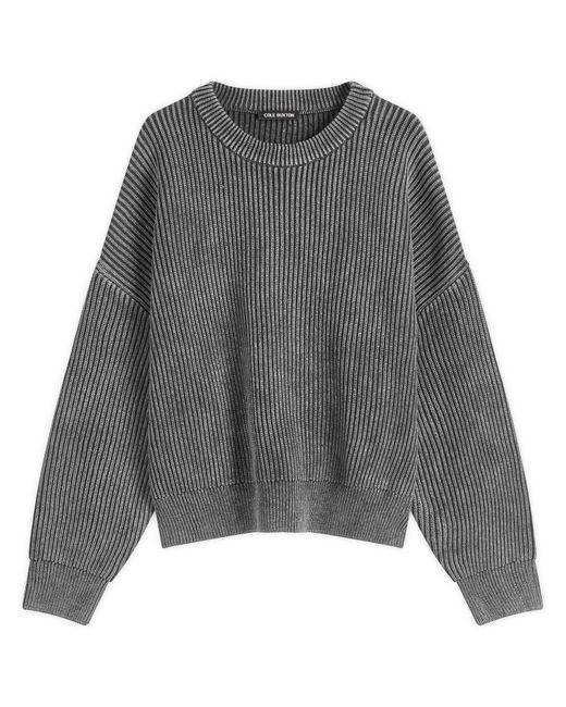 Cole Buxton Gray Acid Wash Knit Sweatshirt for men