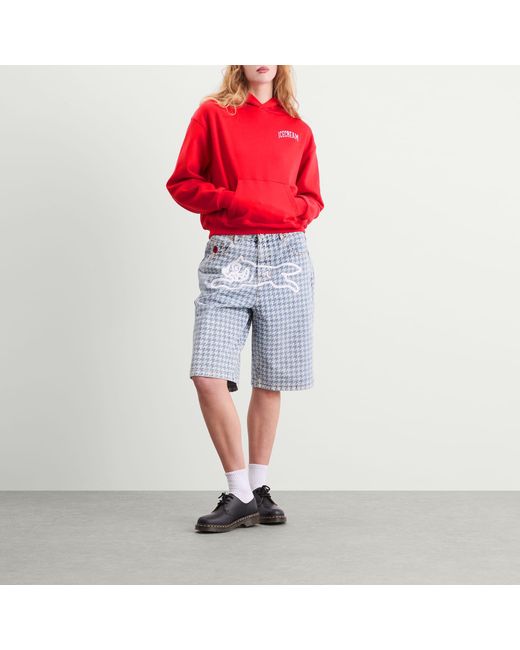 ICECREAM Red College Cropped Popover Hoodie
