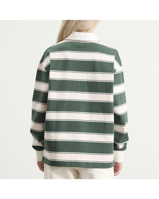 Closed Green Stripe Rugby Top