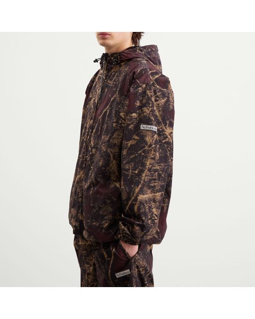 No Problemo Brown Forest Glitch Nylon Jacket for men