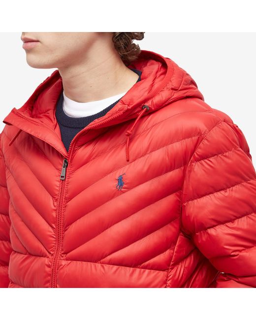 Polo Ralph Lauren Red Terra Chevron Insulated Hooded Jacket for men