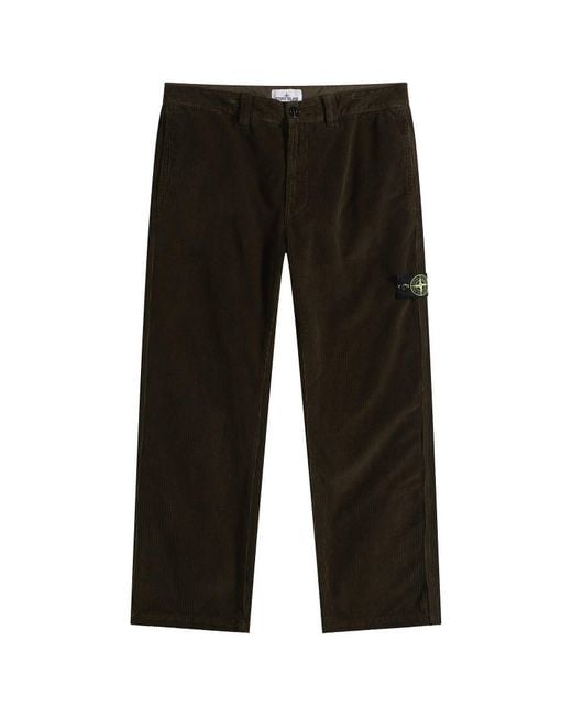 Stone Island Black Organic Cotton Corduroy Trousers for men