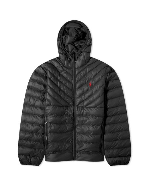 Polo Ralph Lauren Black Terra Chevron Insulated Hooded Jacket for men