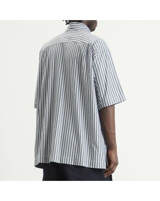 Homme Plissé Issey Miyake Gray Stripe Short Sleeve Shirt for men