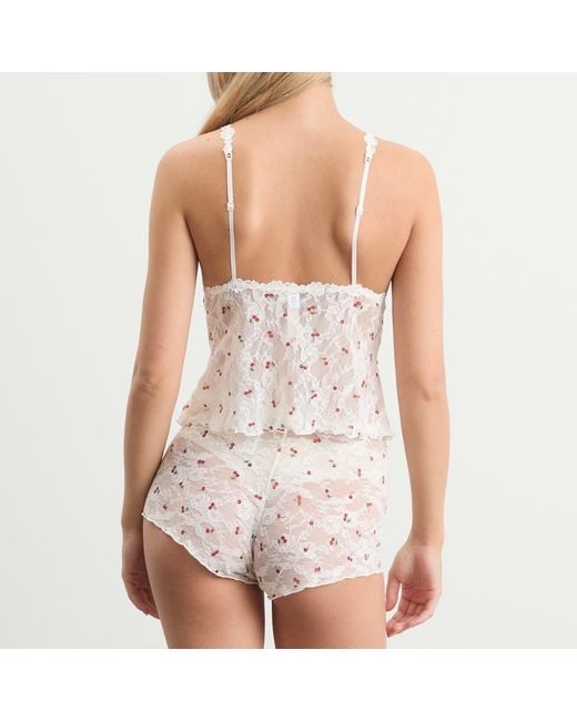 Skims White Stretch Lace Triangle Cami & Short Set