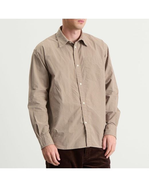 Norse Projects Natural Ole Oversize Poplin Check Shirt for men