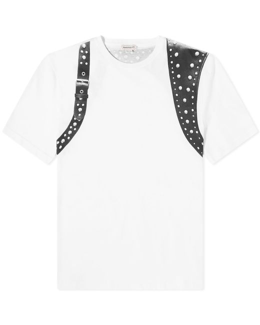 Alexander McQueen White Stud Harness Print T-Shirt for men