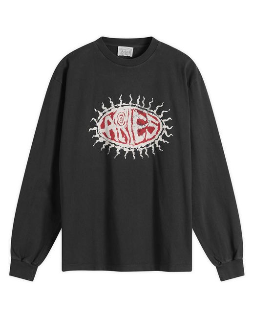 Aries Black Faded Grunge Long Sleeve T-Shirt for men