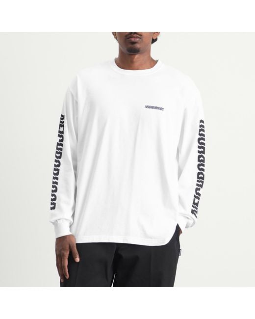 Neighborhood Ls-1 Distorted Logo Long Sleeve T-Shirt in White for