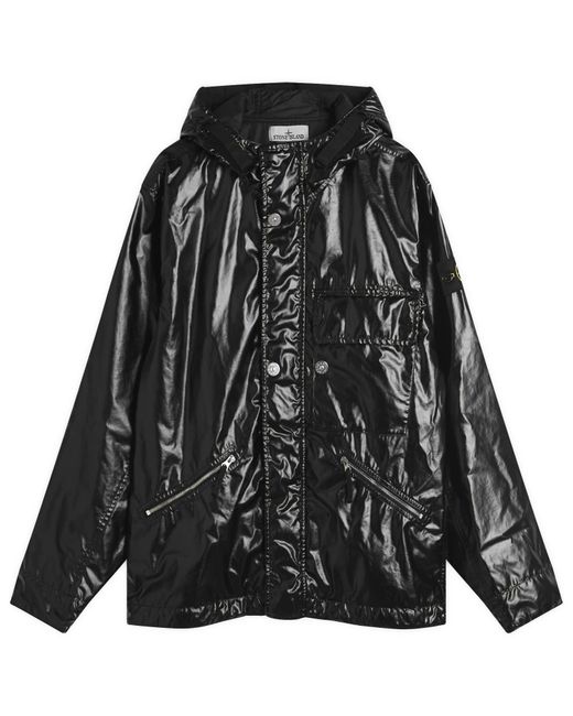 Stone Island Black Mussola Gommata-Tc Short Parka for men