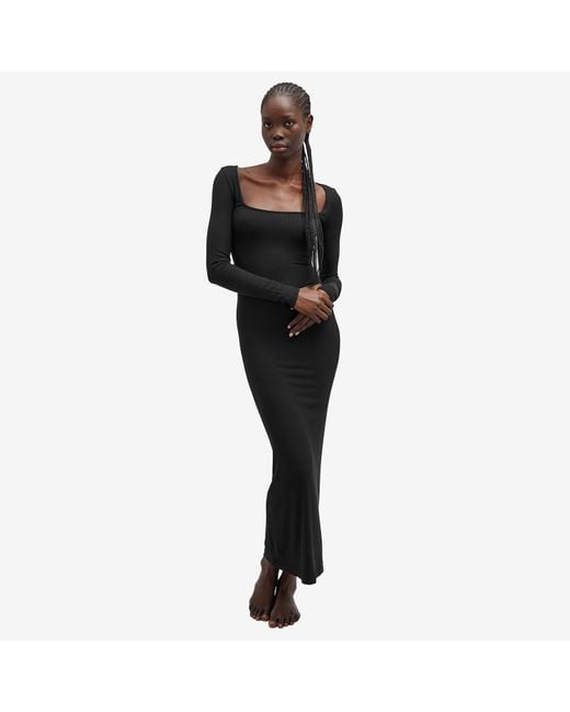 Skims Soft Lounge Long Sleeve Dress in Black | Lyst UK