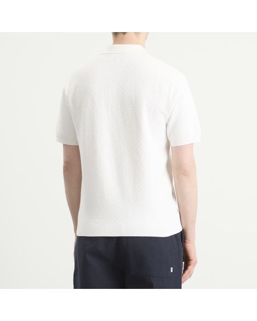 Wax London White Naples Retro Diamond Knit Polo for men