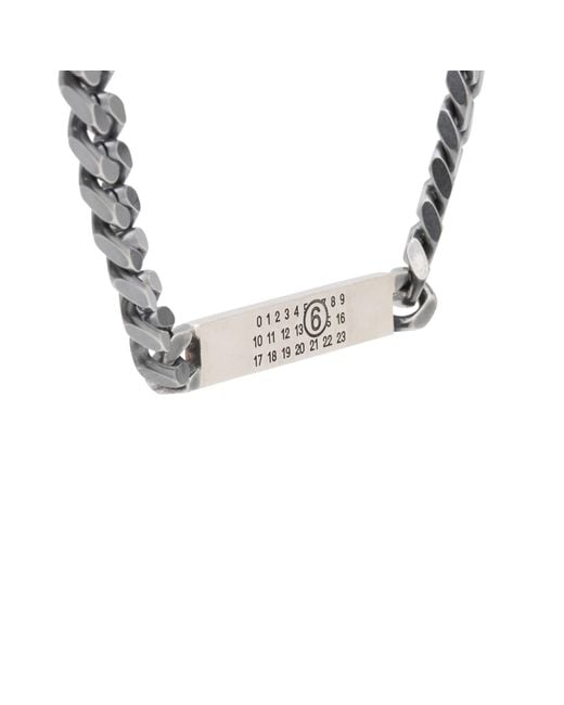Maison Margiela Metallic Mm6 Id Tag Curb Necklace for men