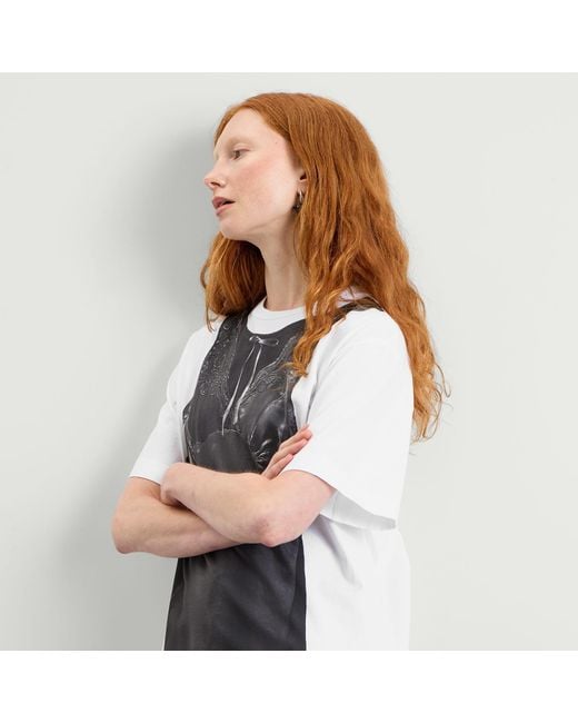 Simone Rocha Black Patchwork Satin Trompe L'Oeil Print T-Shirt