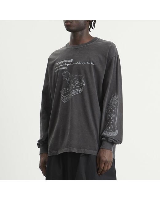 Neighborhood Black Ls-8 Pigment Dyed Long Sleeve T-Shirt for men