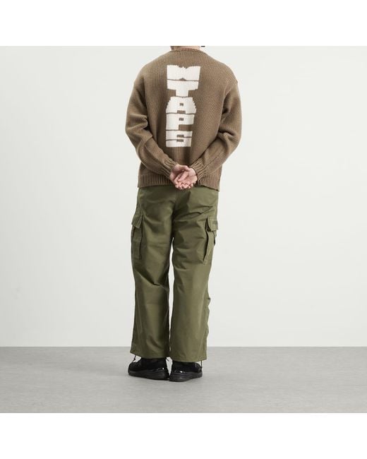 (w)taps Brown Intarsia Knit Sweater for men