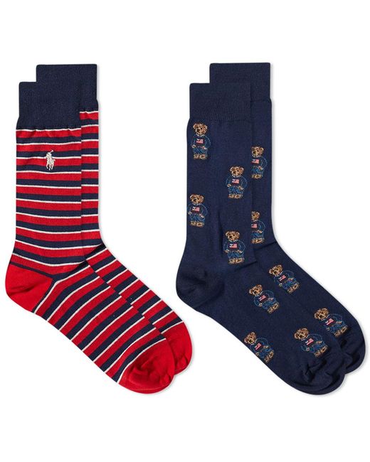 Polo Ralph Lauren All Over Bear Print Sock in Blue for Men | Lyst