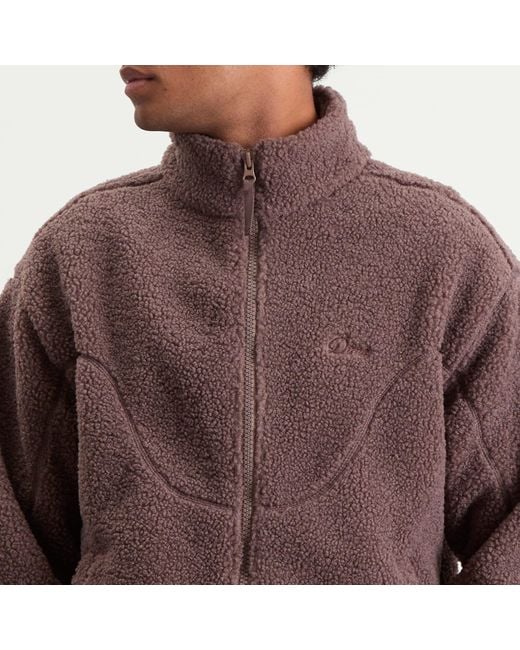 Dime Brown Polar Fleece Sherpa Zip Jacket for men