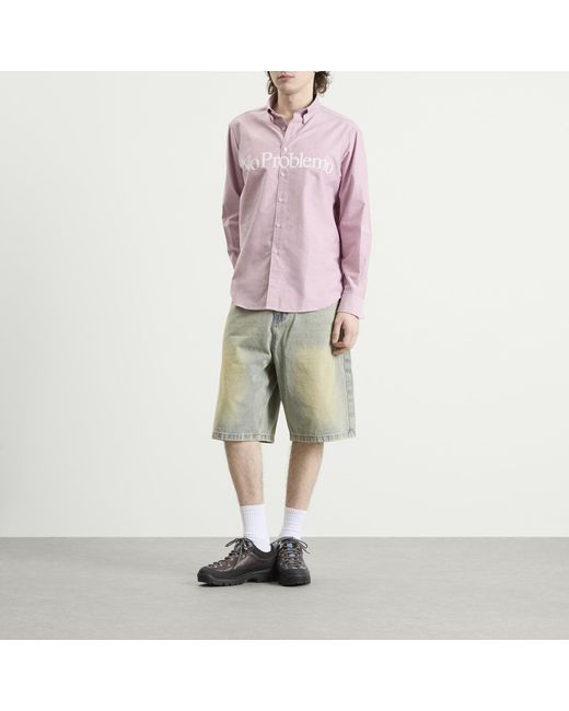 No Problemo Pink Logo Oxford Shirt for men