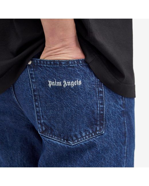 GALAXY LOOSE DENIM PANTS in blue - Palm Angels® Official