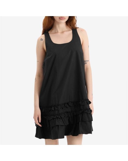 Ganni Black Cotton Poplin U-Neck Mini Dress
