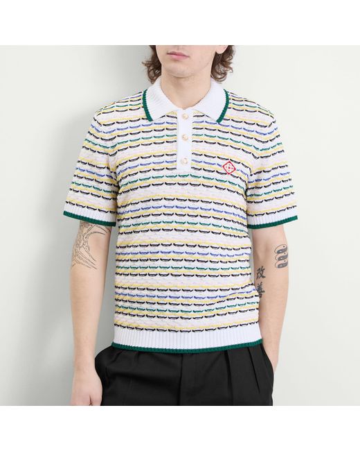 Casablanca Blue Tuck Stitch Polo Shirt for men