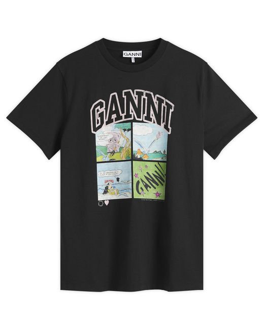 Ganni Bd Teddy Relaxed T-Shirt in Black | Lyst