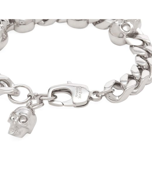 Alexander McQueen Metallic Skull Chain Bracelet for men