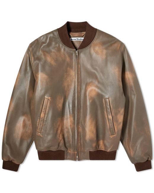 Acne Brown Lorlingo Leather Bomber Jacket for men