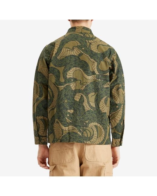 Maharishi Green Snakeskin Utility Overshirt for men